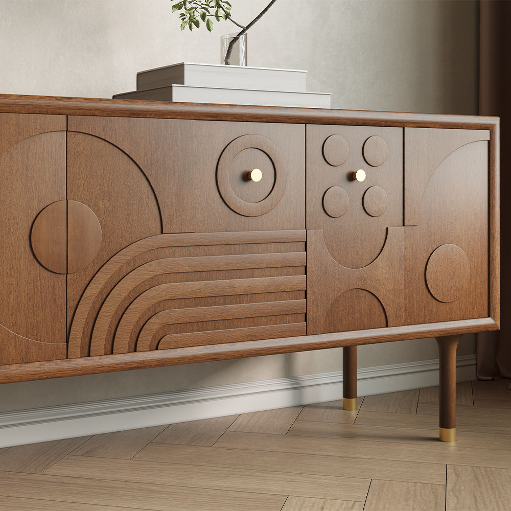 with Cabinets Walnut Color MDF TV Stands