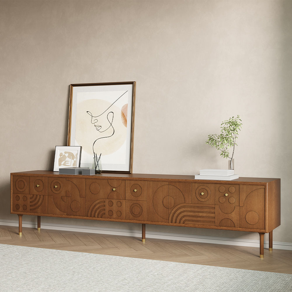 with Cabinets Walnut Color MDF TV Stands