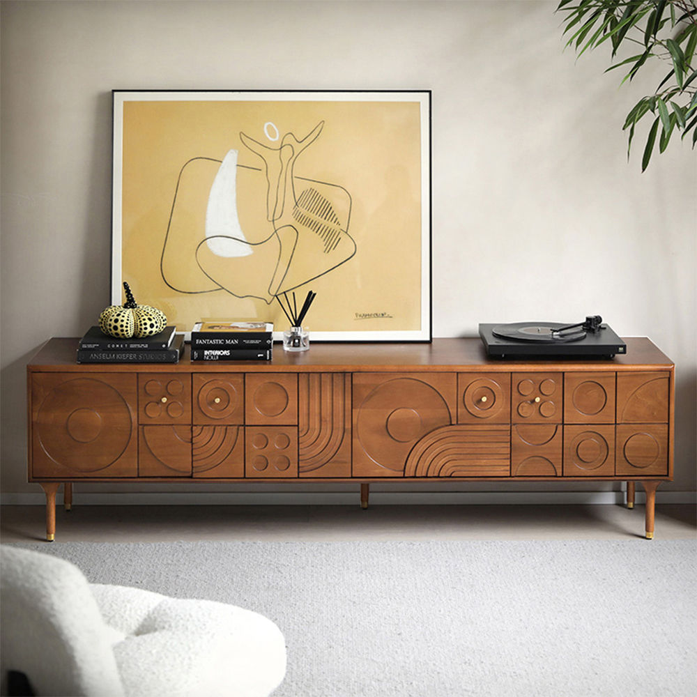 Floor TV Stand Walnut Color MDF TV Stands