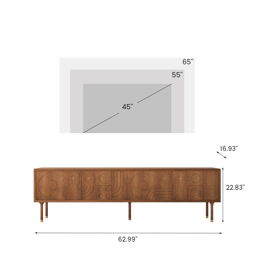 Mid Century Modern Walnut Color MDF TV Stands