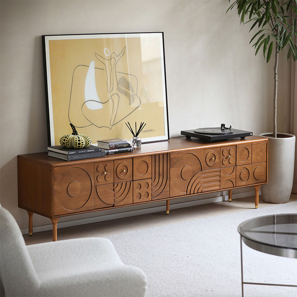 Partly Assemble Walnut Color MDF TV Stands