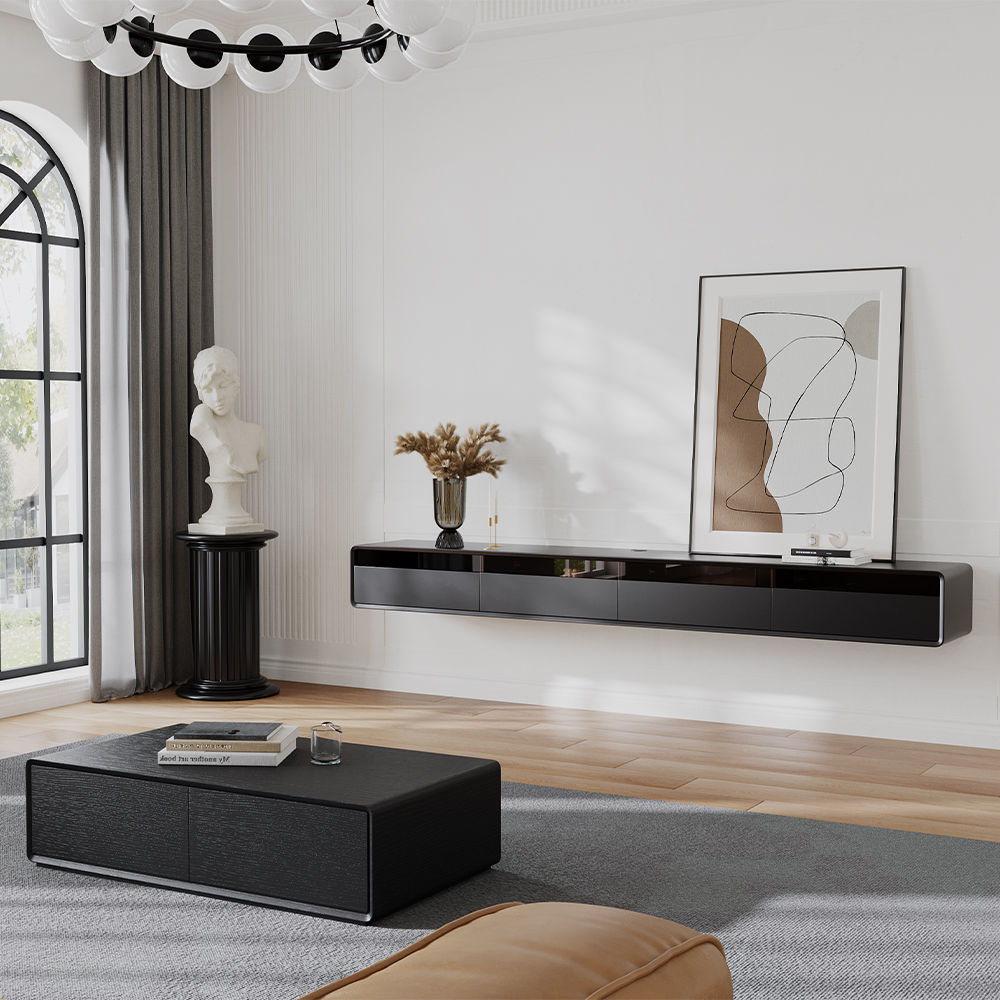 with Cabinets Black MDF TV Stands