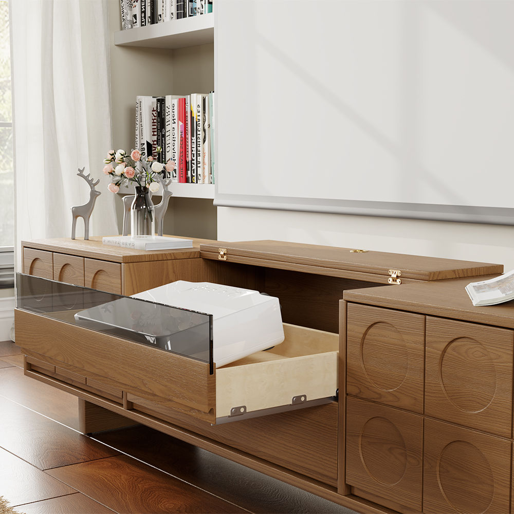 with Drawers Walnut Plywood TV Stands