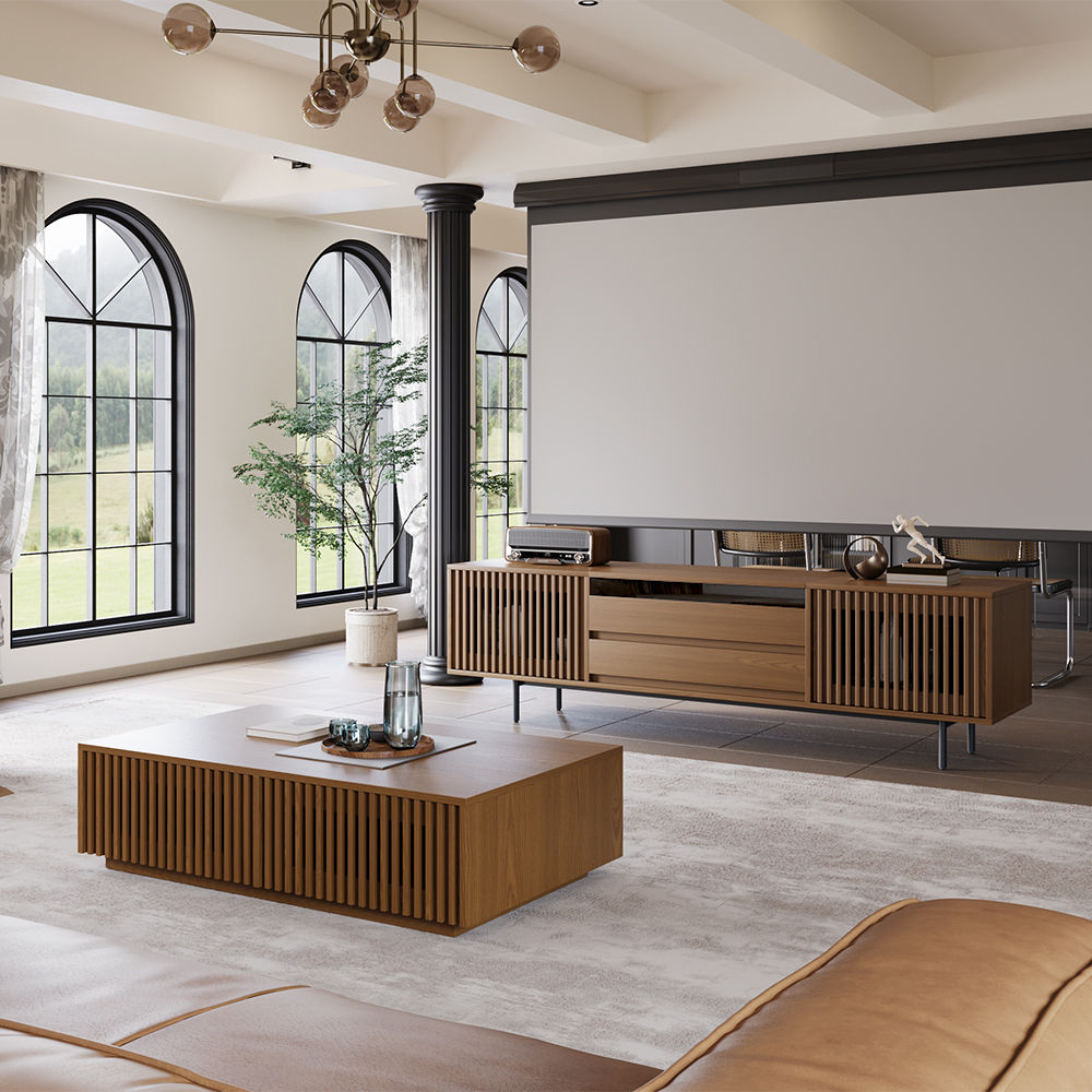 For Projector Walnut Color MDF TV Stands