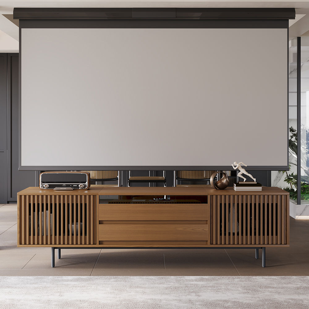 Partly Assemble Walnut Color MDF TV Stands