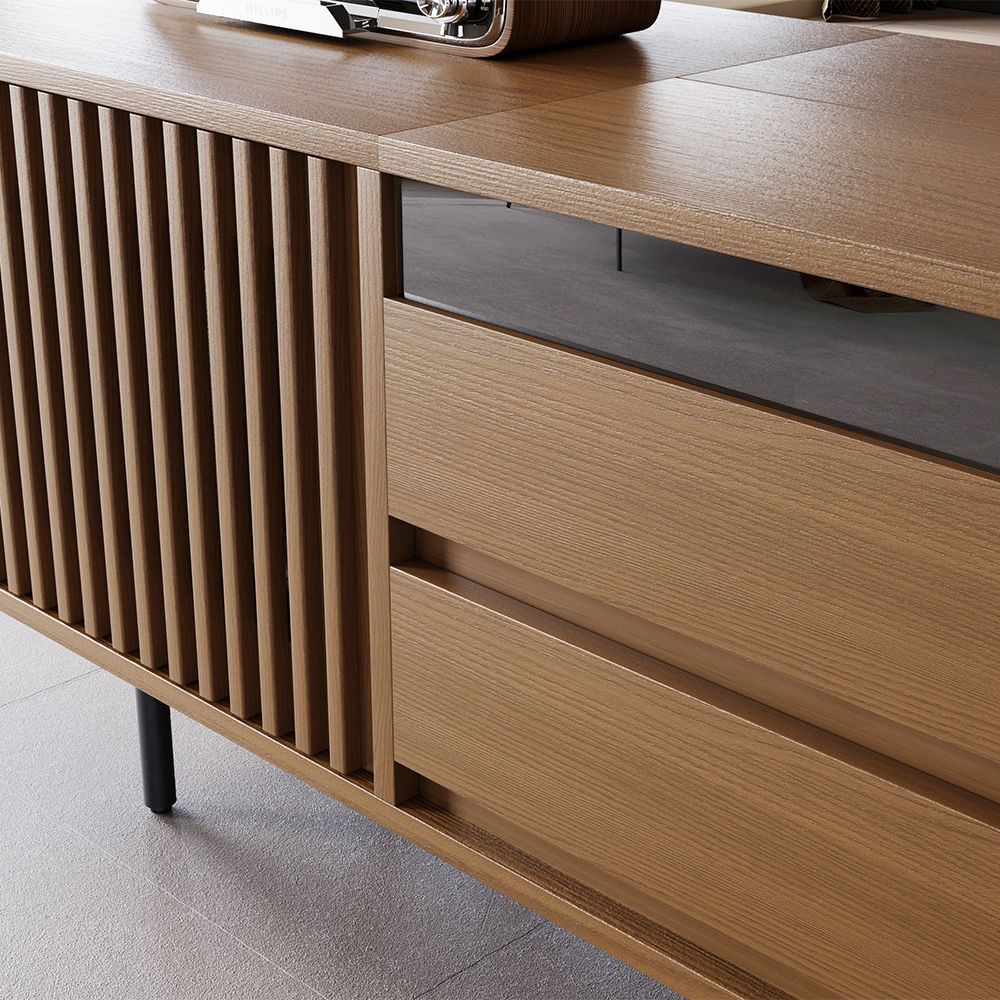 Metal Leg Walnut Color MDF TV Stands