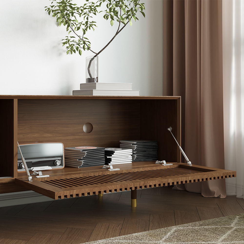 Walnut Dark Wood Plywood TV Stands