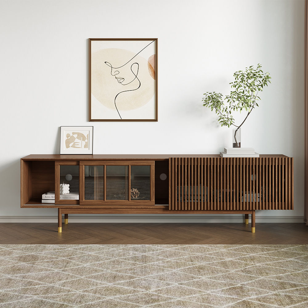 Mid Century Modern Dark Wood Plywood TV Stands