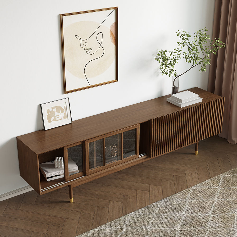 Wood Leg Dark Wood Plywood TV Stands