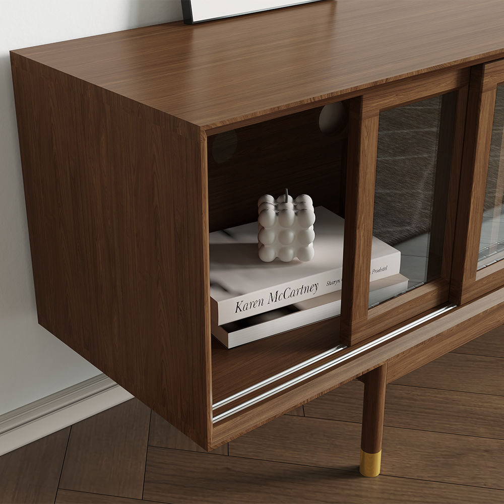 Mid Century Modern Dark Wood Plywood TV Stands