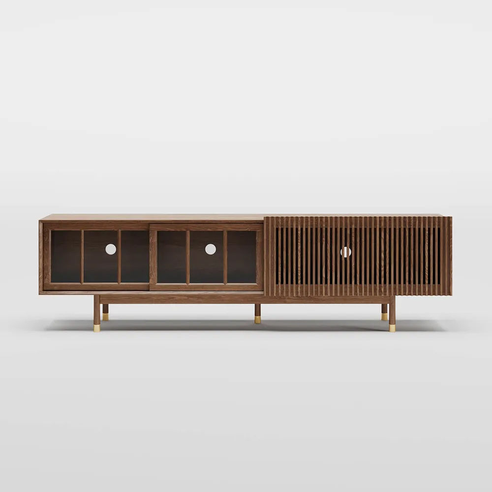Wood Leg Dark Wood Plywood TV Stands