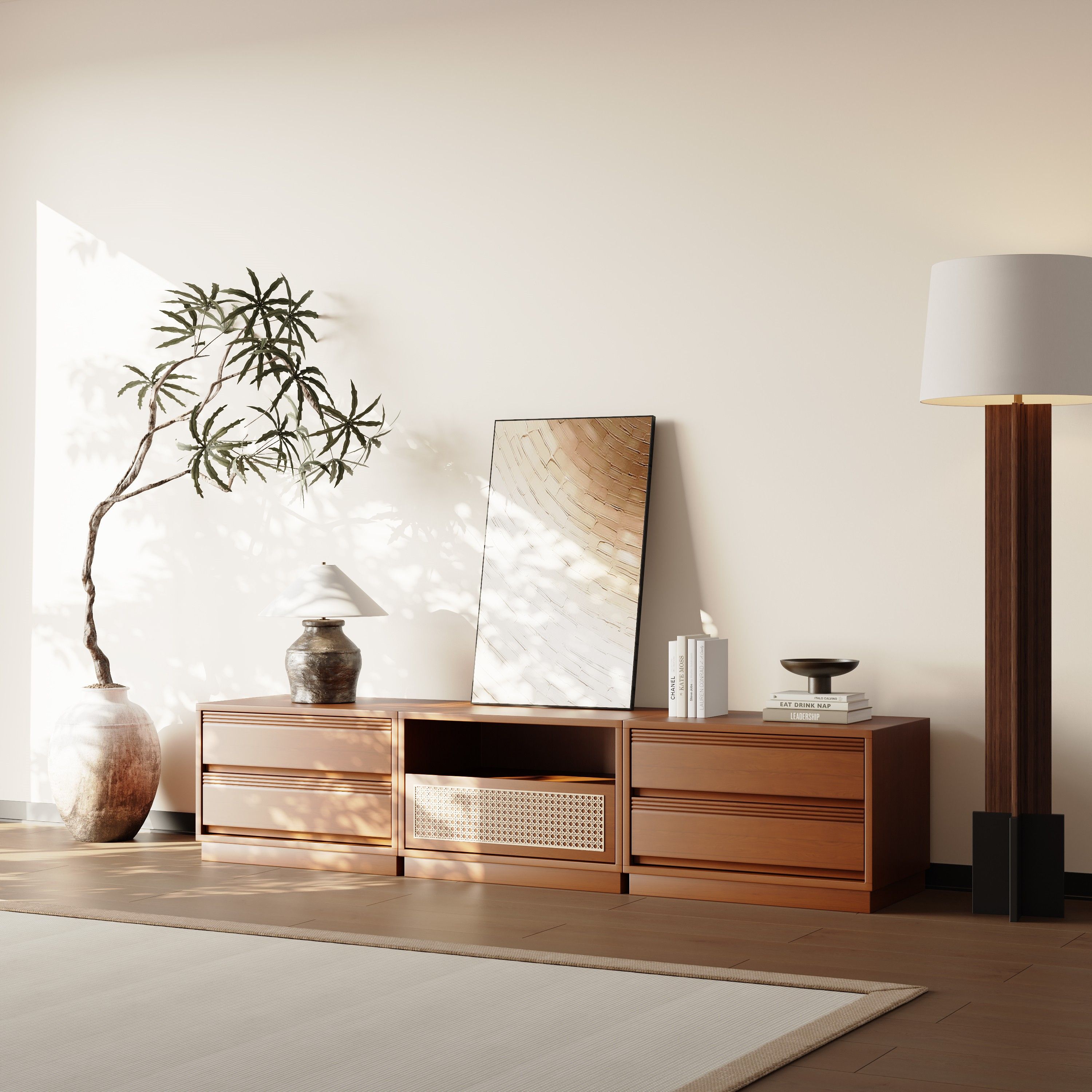 Modular Cherry Wood Color Cherry Wood TV Stands