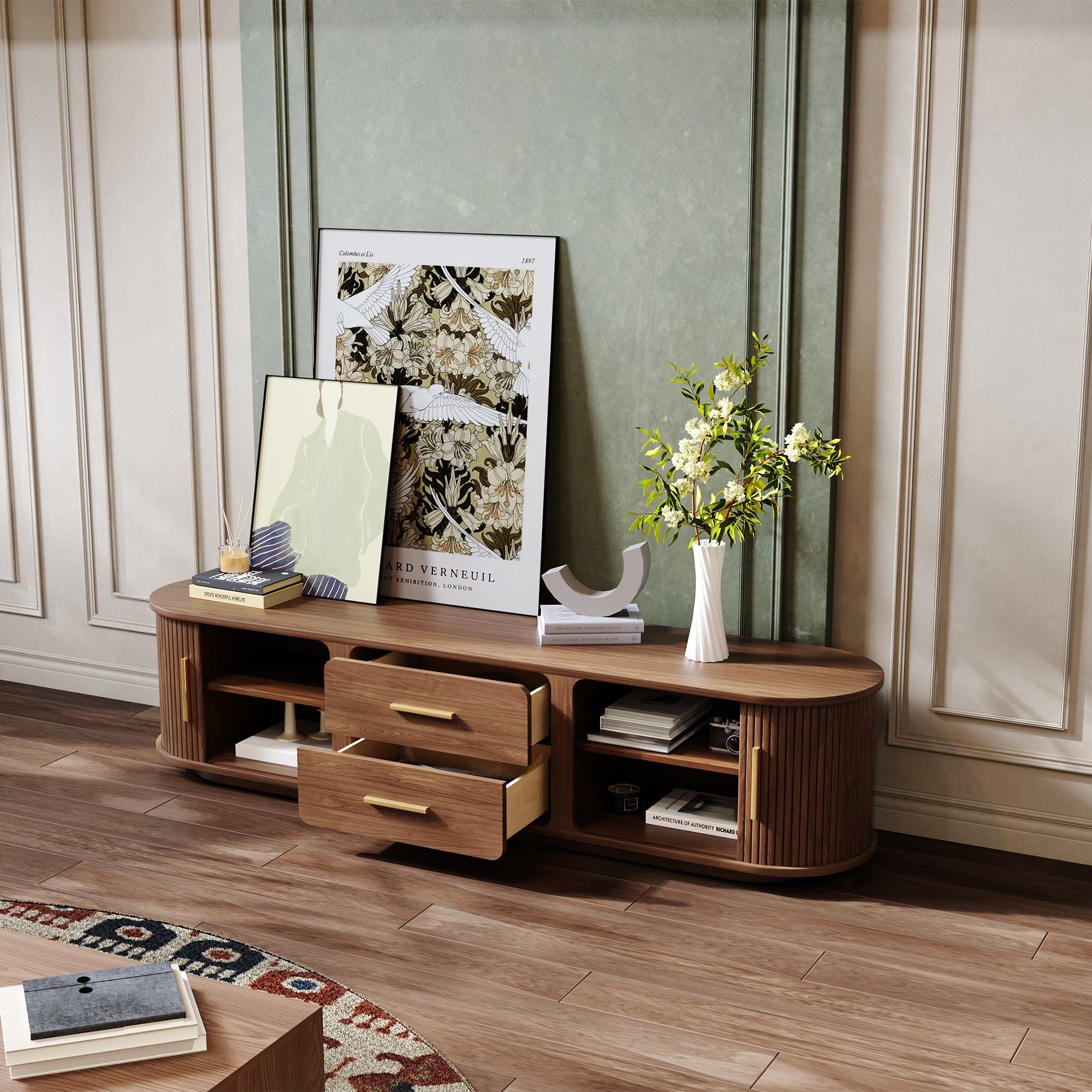 Walnut Color Plywood TV Stands