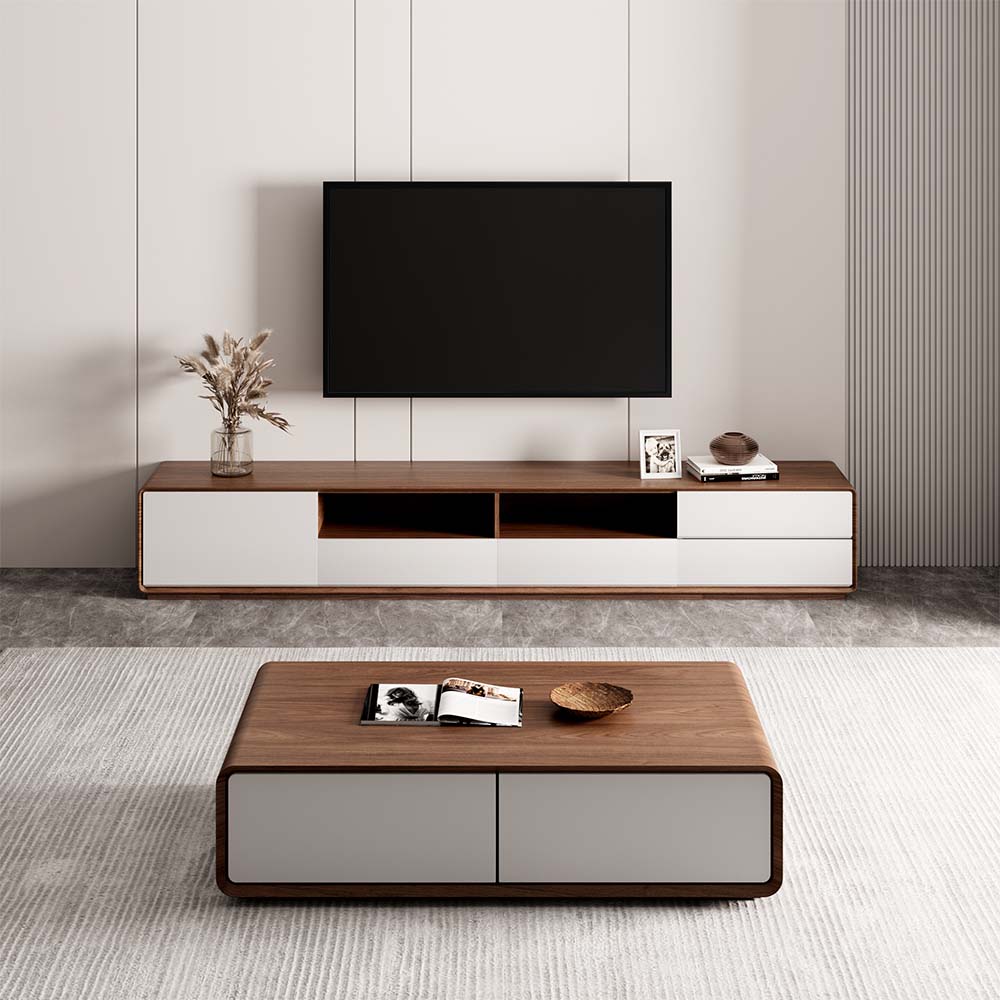 On the Ground Dark Wood & White MDF TV Stands