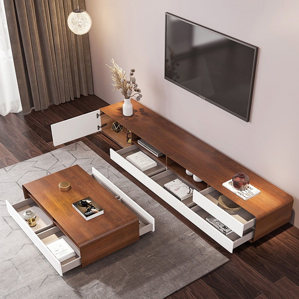 Modern Dark Wood & White MDF TV Stands