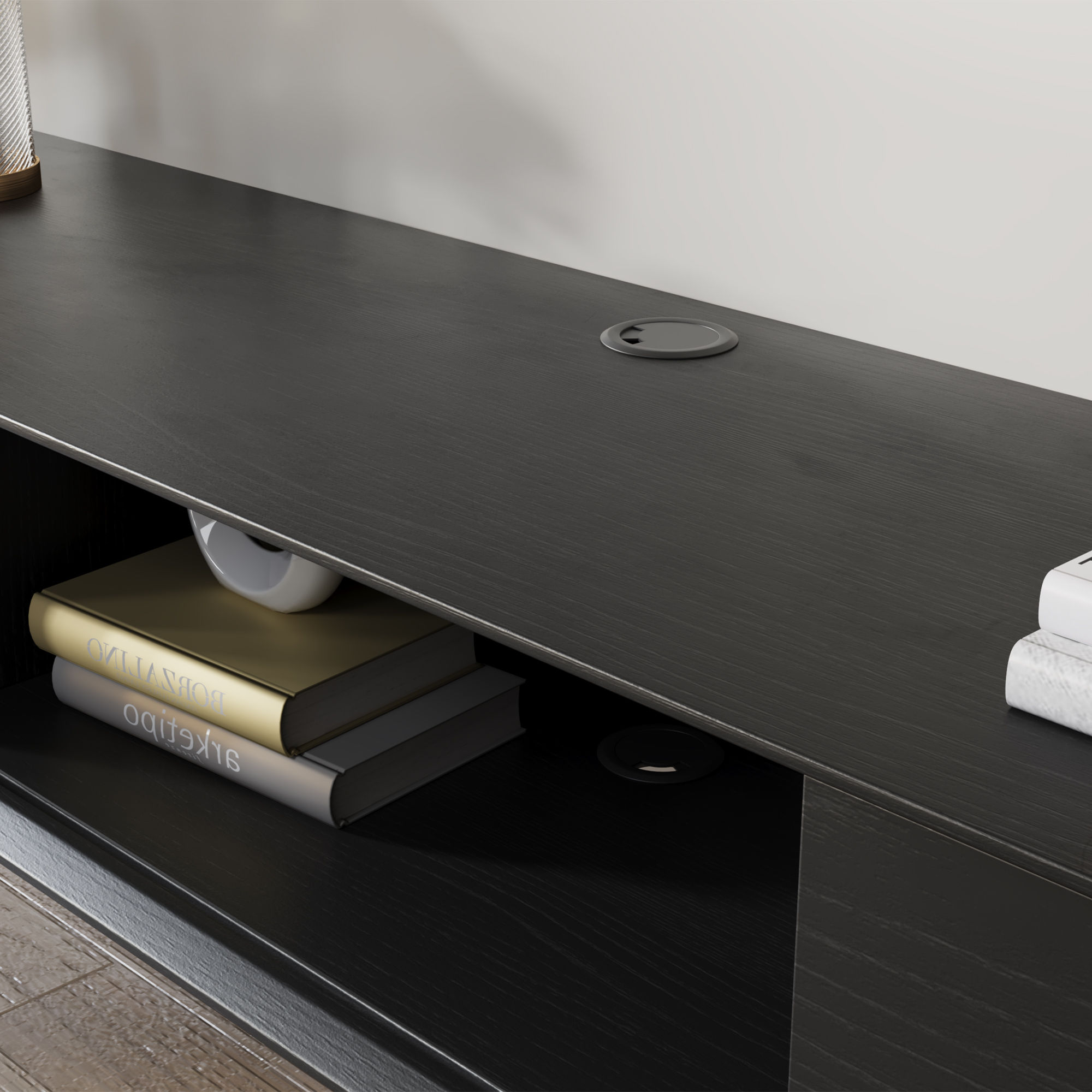 Partly Assemble Black MDF TV Stands