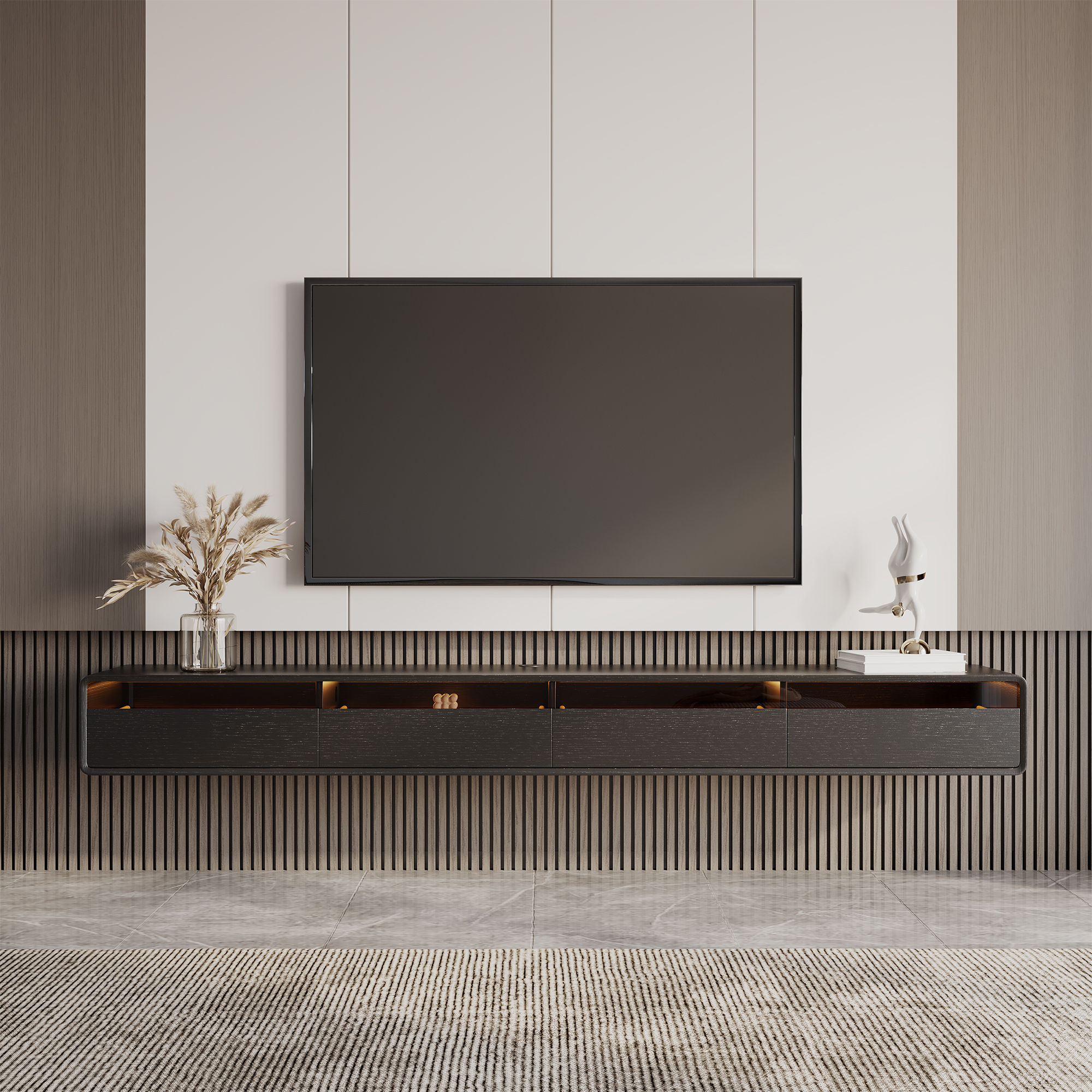 Fully Assemble Black MDF TV Stands