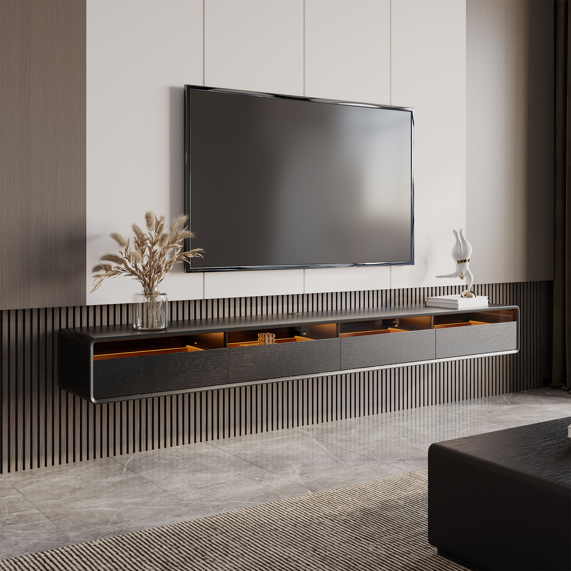 with Storage Black MDF TV Stands