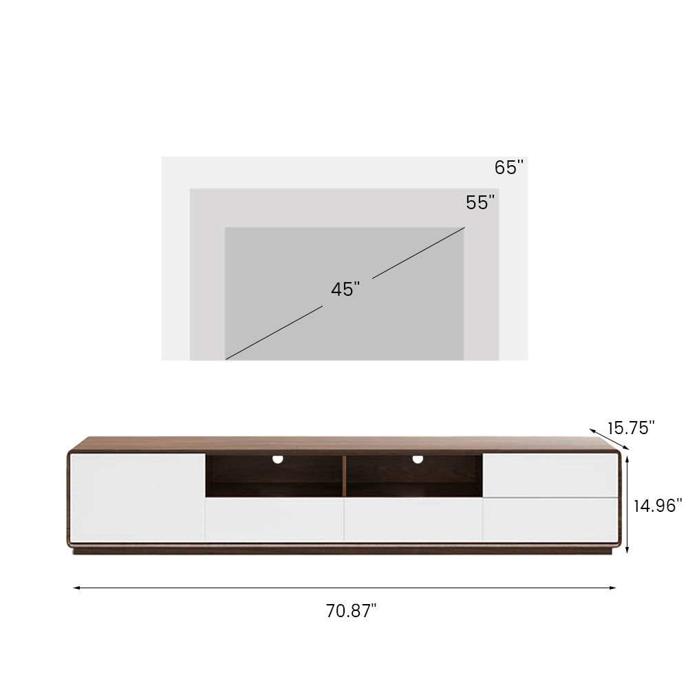 with Cabinets Dark Wood & White MDF TV Stands