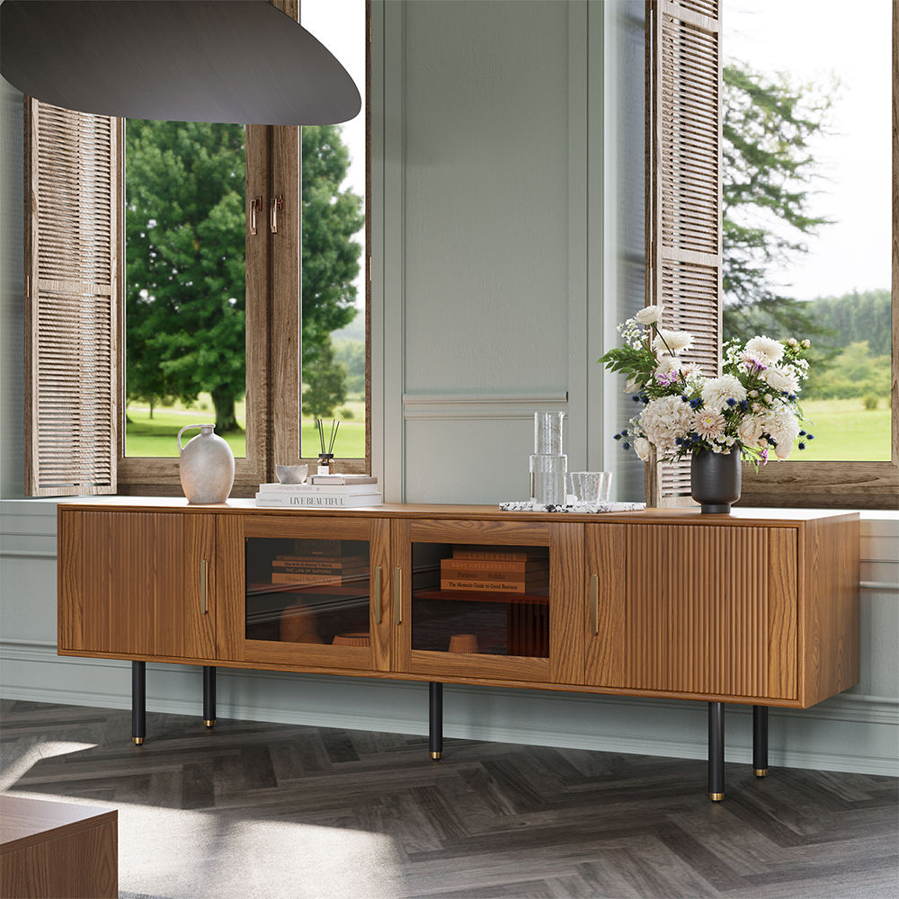 Partly Assemble Walnut Color MDF TV Stands