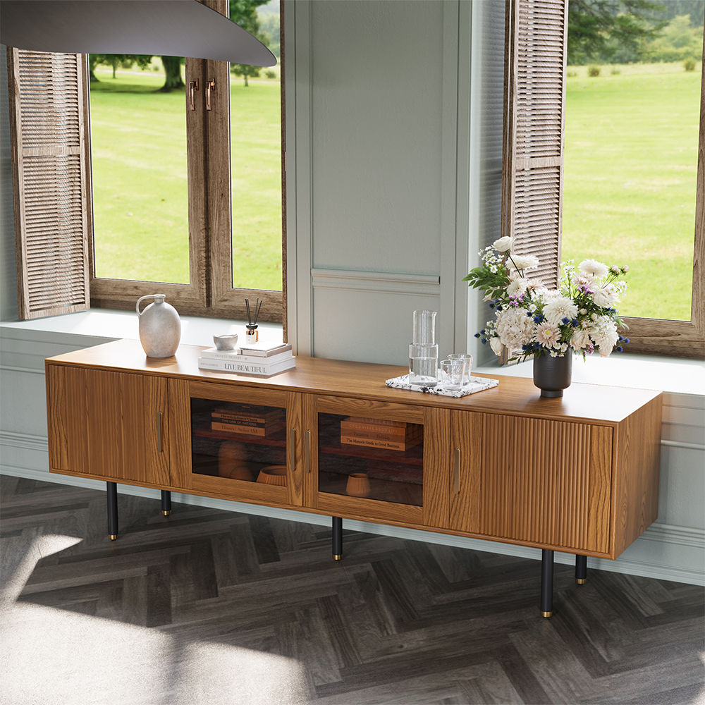 Partly Assemble Walnut Color MDF TV Stands