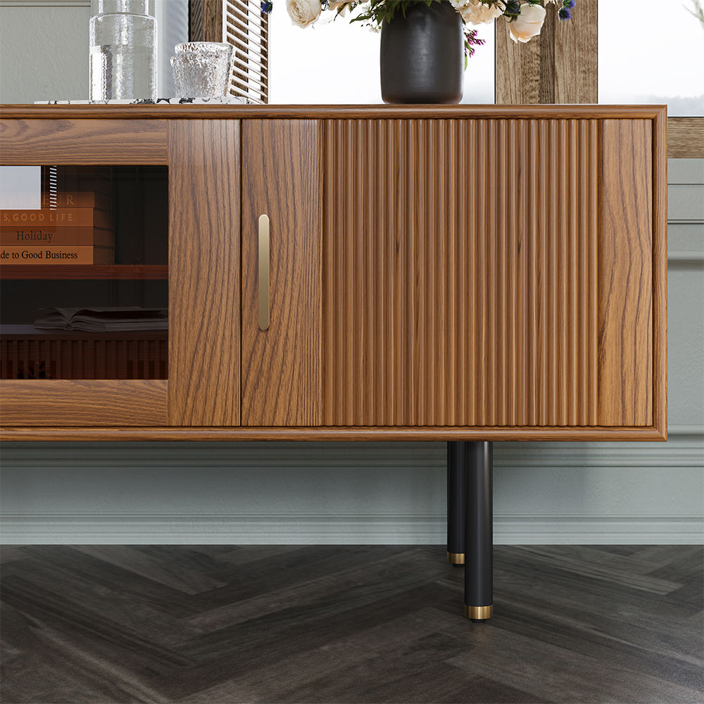 Mid Century Modern Walnut Color MDF TV Stands