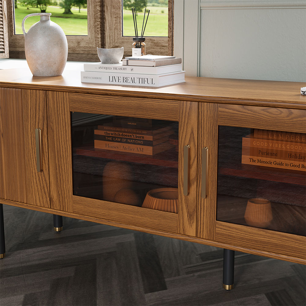 with Storage Walnut Color MDF TV Stands