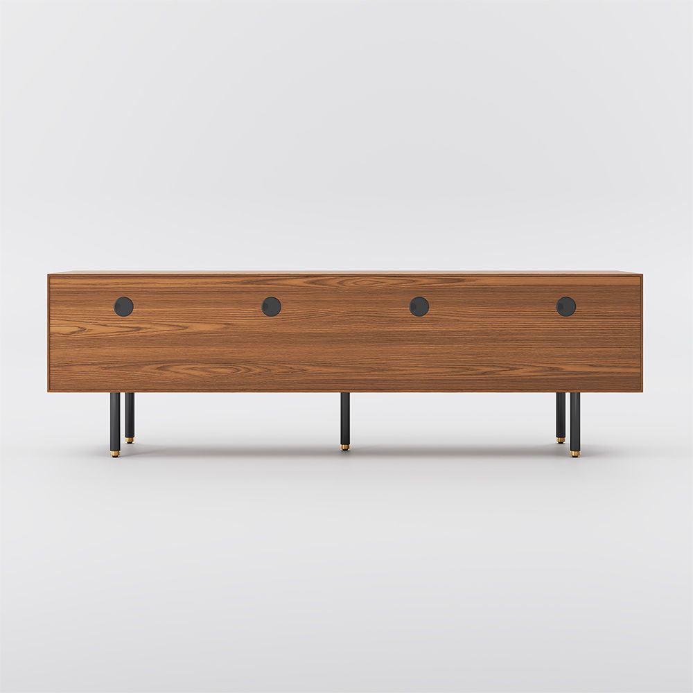 with Cabinets Walnut Color MDF TV Stands