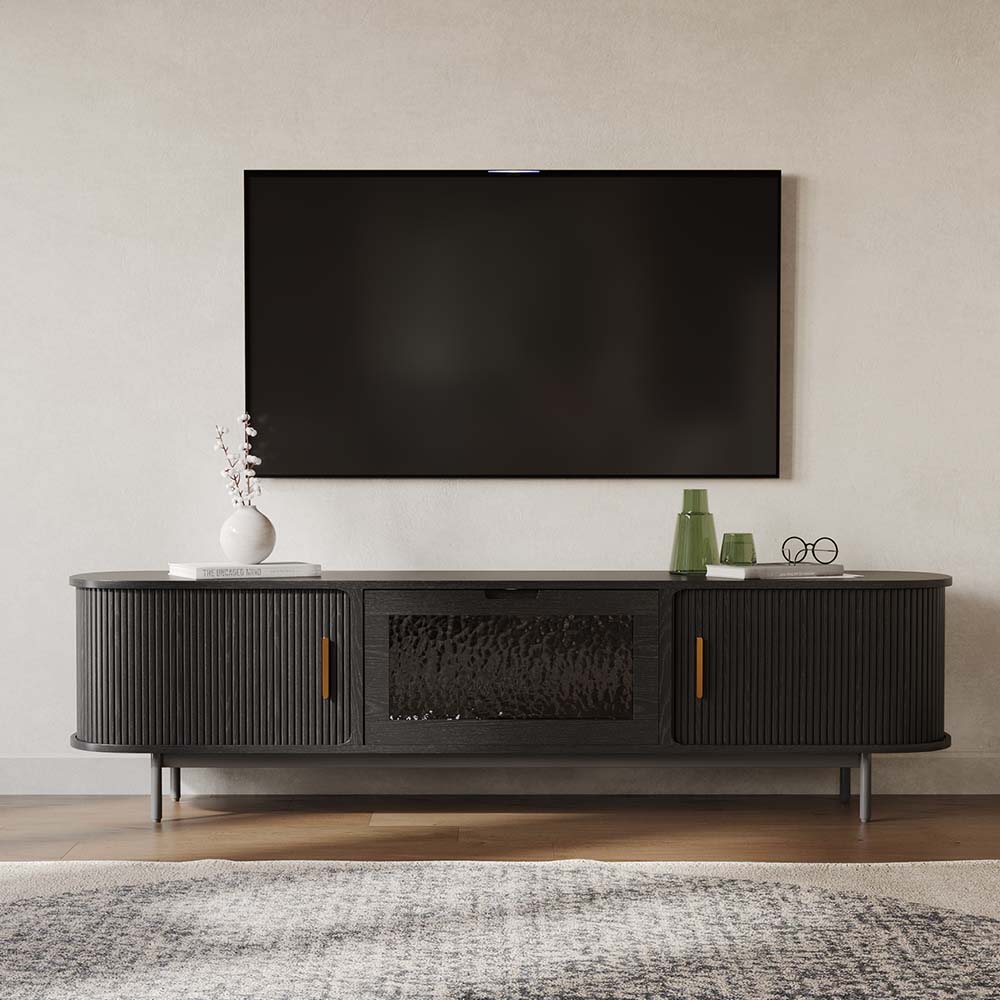 Slatted Design Black MDF TV Stands