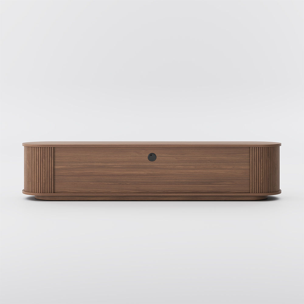 with Cabinets Walnut Color Plywood TV Stands