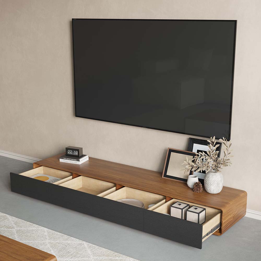 Floating Dark Wood & Black MDF TV Stands