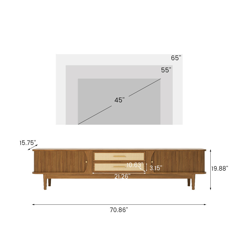 Floor TV Stand Walnut Ash Wood TV Stands