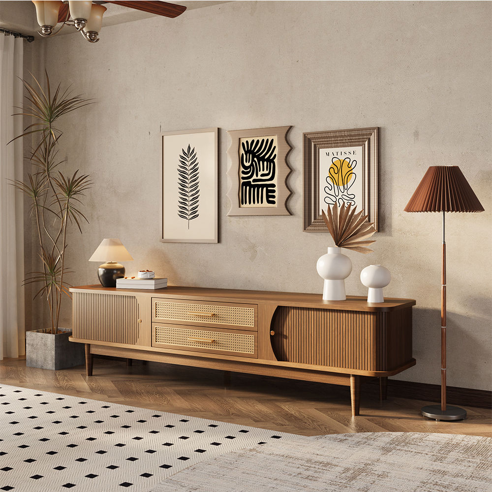 Floor TV Stand Walnut Ash Wood TV Stands