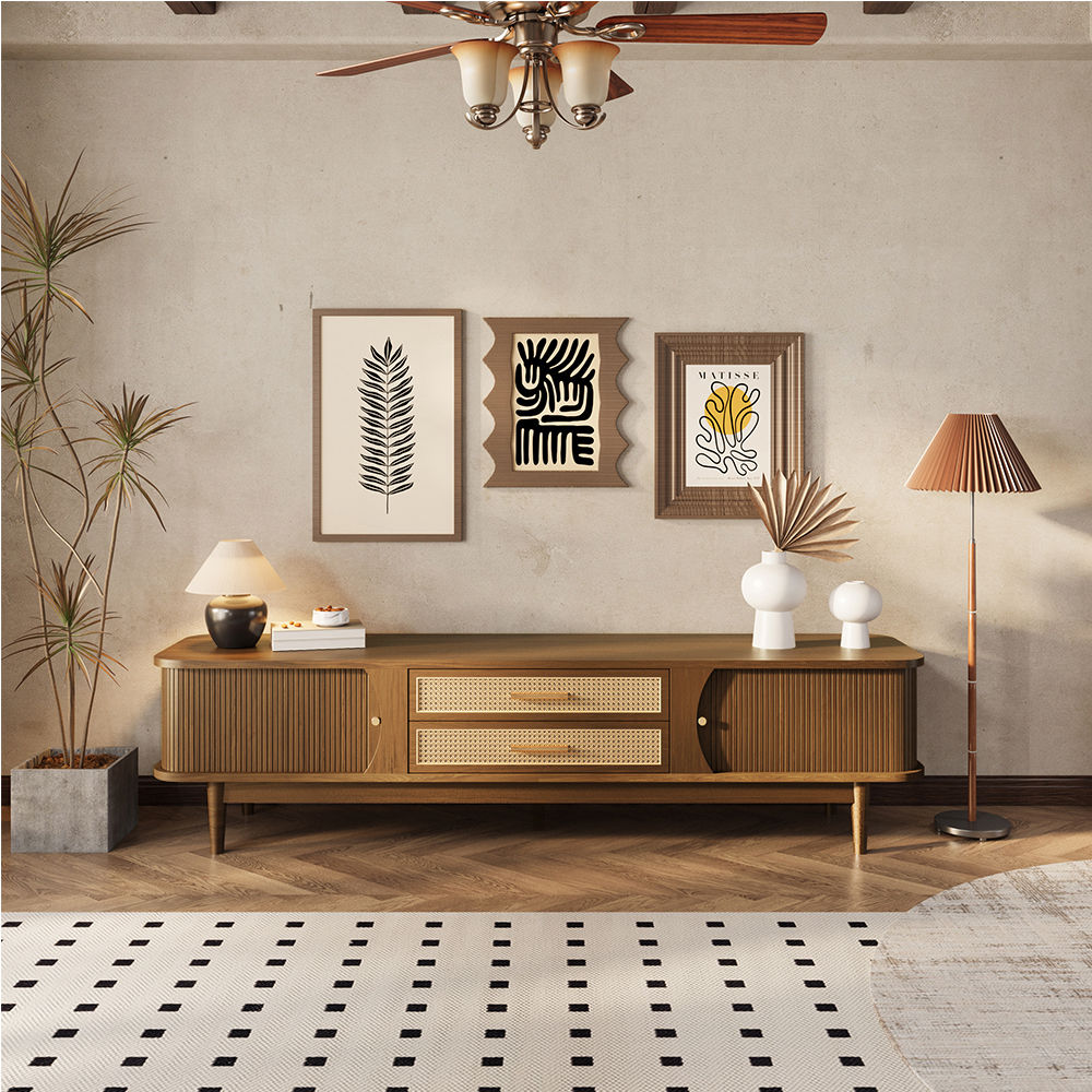 with Storage Walnut Ash Wood TV Stands