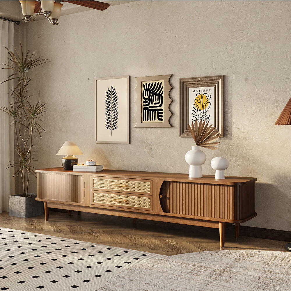 Floor TV Stand Walnut Ash Wood TV Stands