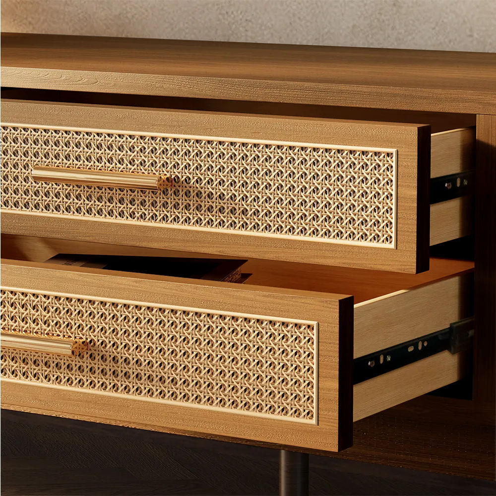 with Cabinets Walnut Ash Wood TV Stands