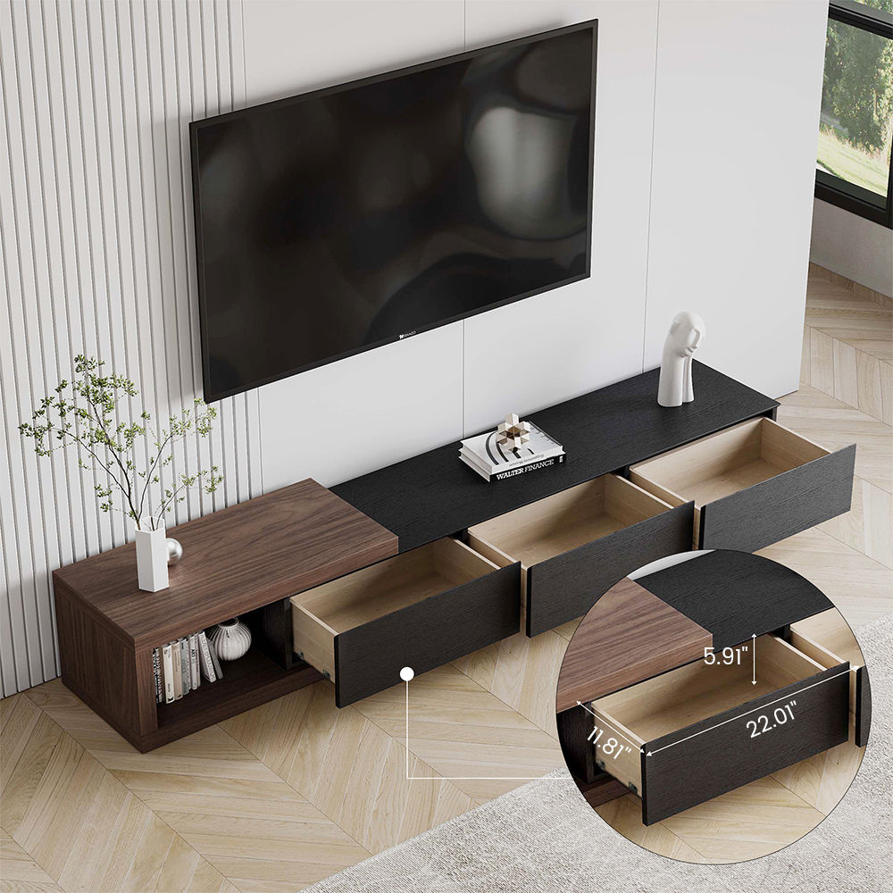 with Drawers Dark Wood & Black MDF TV Stands