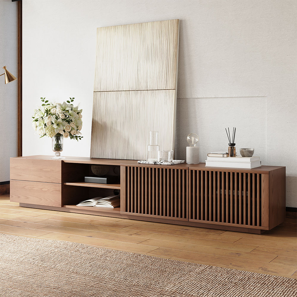 Partly Assemble Walnut Color Plywood TV Stands