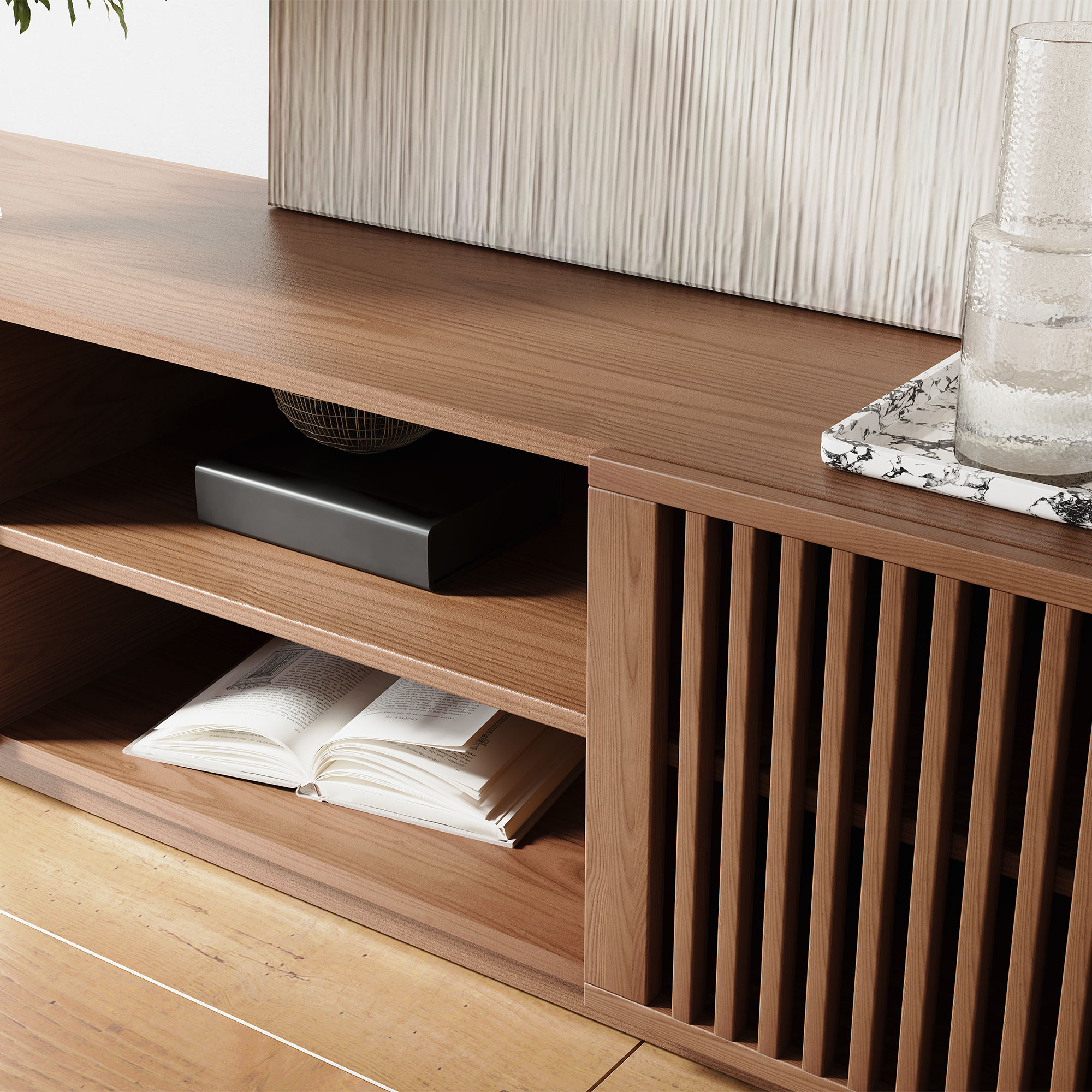 Mid Century Modern Walnut Color Plywood TV Stands
