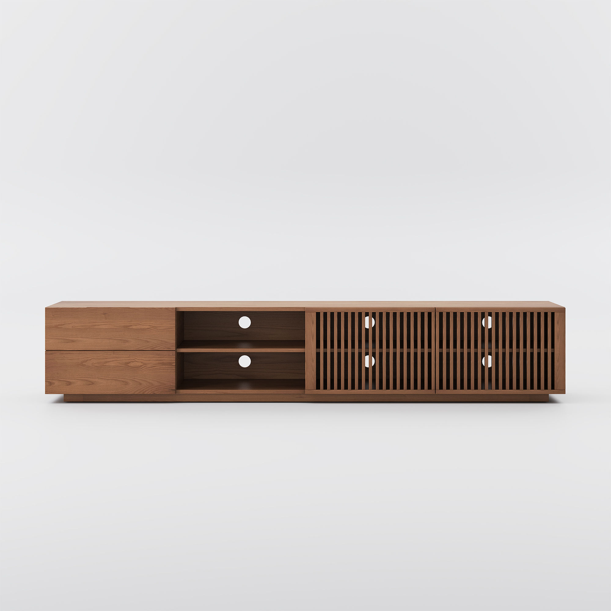 with Cabinets Walnut Color Plywood TV Stands