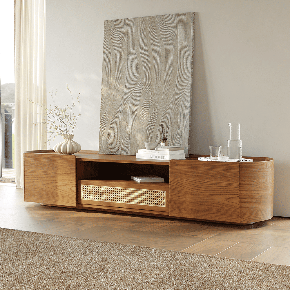On the Ground Walnut Color Plywood TV Stands