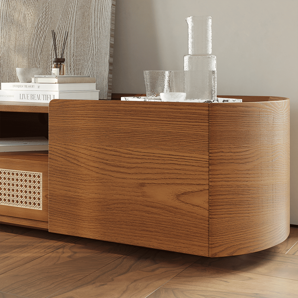 On the Ground Walnut Color Plywood TV Stands