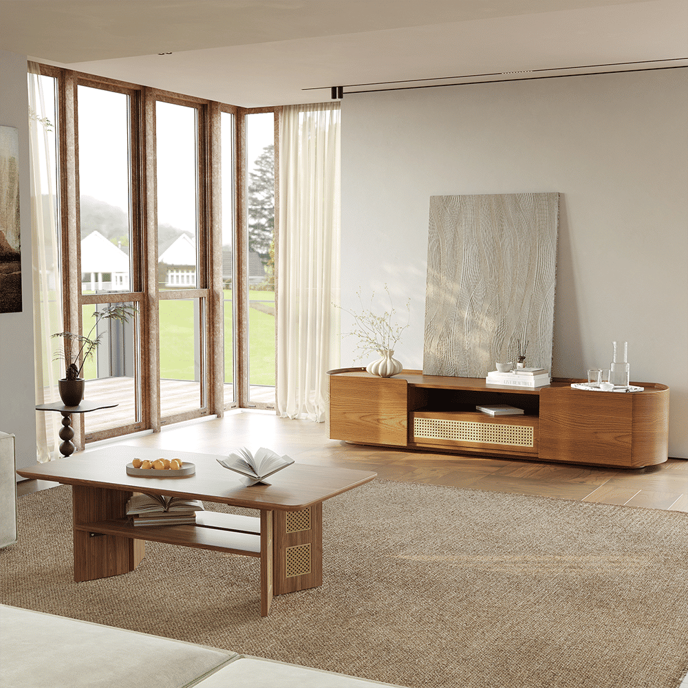 On the Ground Walnut Color Plywood TV Stands