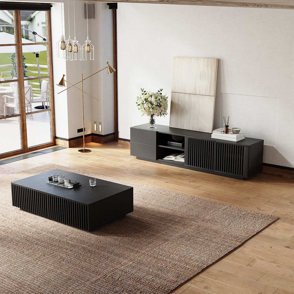 Metal Leg Black Plywood TV Stands