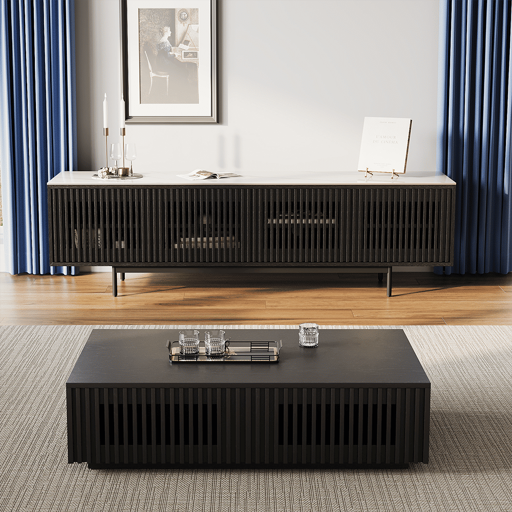 Floor TV Stand Black MDF TV Stands