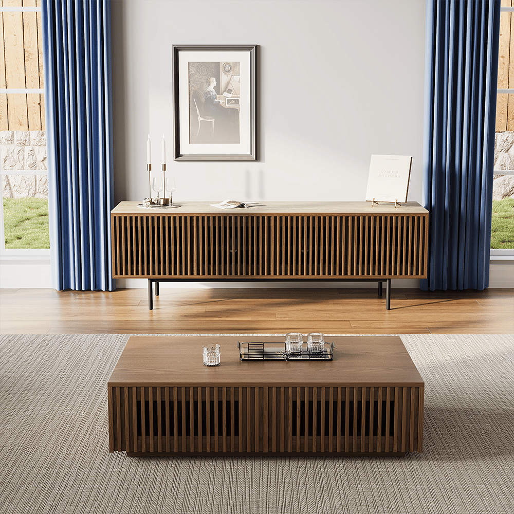 with Storage Walnut Color MDF TV Stands