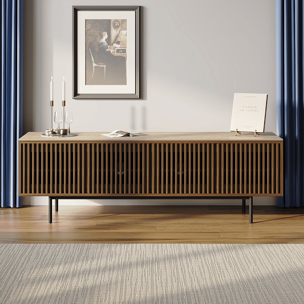 with Storage Walnut Color MDF TV Stands