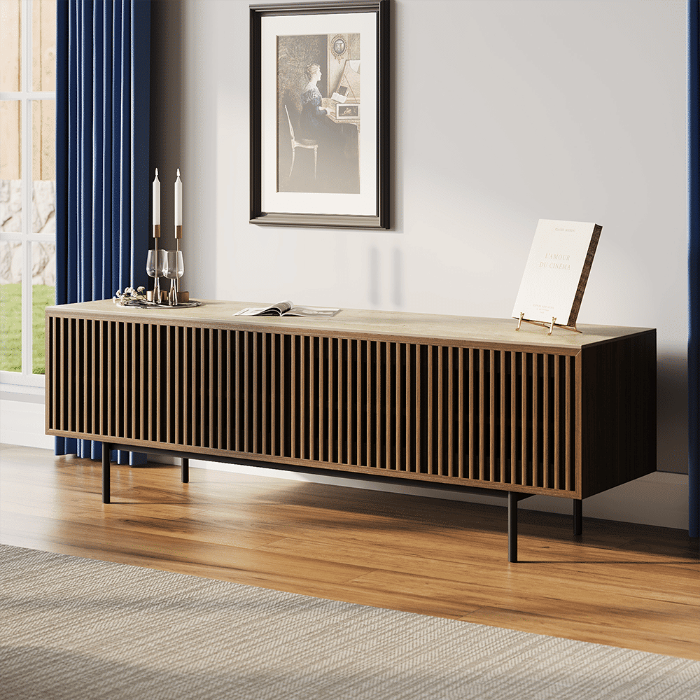 Modern Minimalist Walnut Color MDF TV Stands