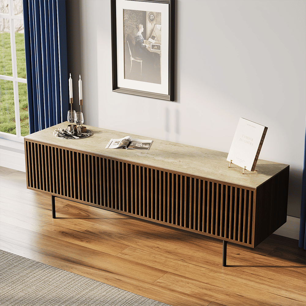 Modern Minimalist Walnut Color MDF TV Stands