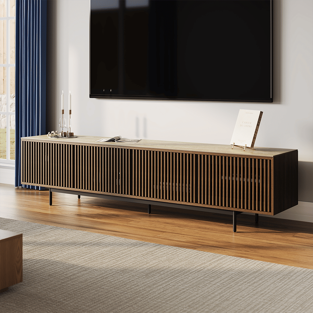 Metal Leg Walnut Color MDF TV Stands